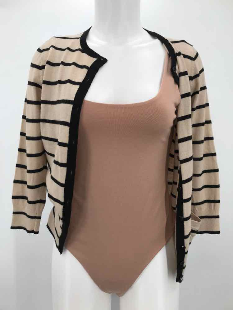 Ann Taylor Tan Size Small Stripe Button Down Cardigan