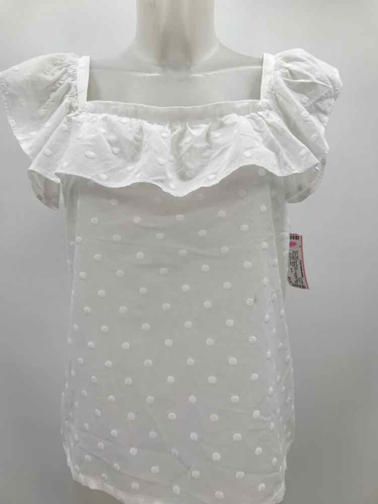 Ann Taylor White Size XS Polka Dot Open Shoulder Blouse