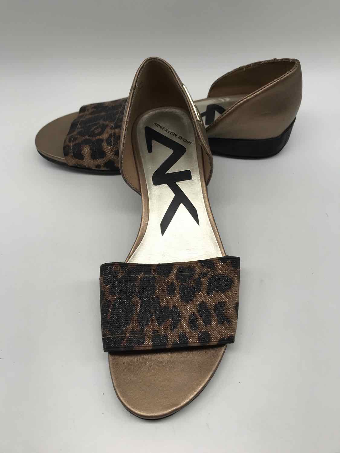 Anne Klein Brown Size 6 Animal Print Slip On Sandals