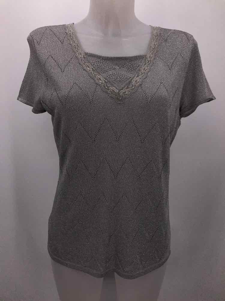 Anne Klein Silver Size Medium Mesh Shimmer Sweater