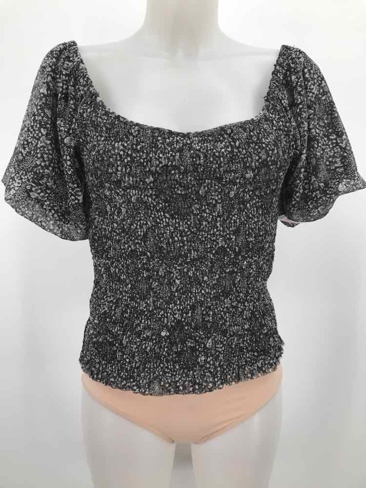 Anthropologie Black Size Medium Ruched Puff Sleeve Blouse