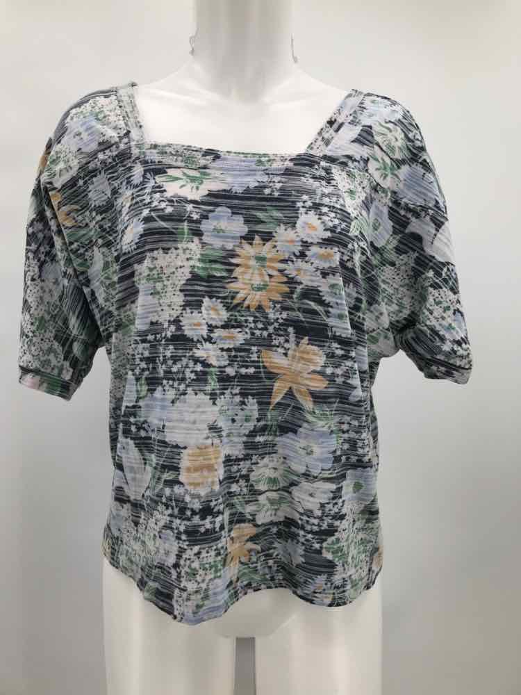 Anthropologie Blue Size Small Floral T-shirt