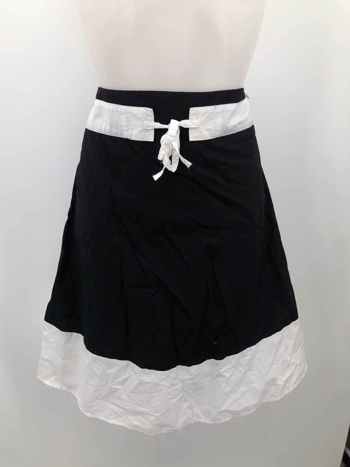 Apostrophe Black Size 2 Cotton Colorblock Tie Neck A Line Skirt