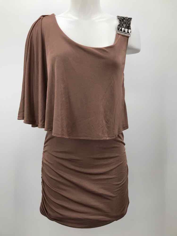 Arden B Brown Size Small Rouche Short Short Sleeve Dress