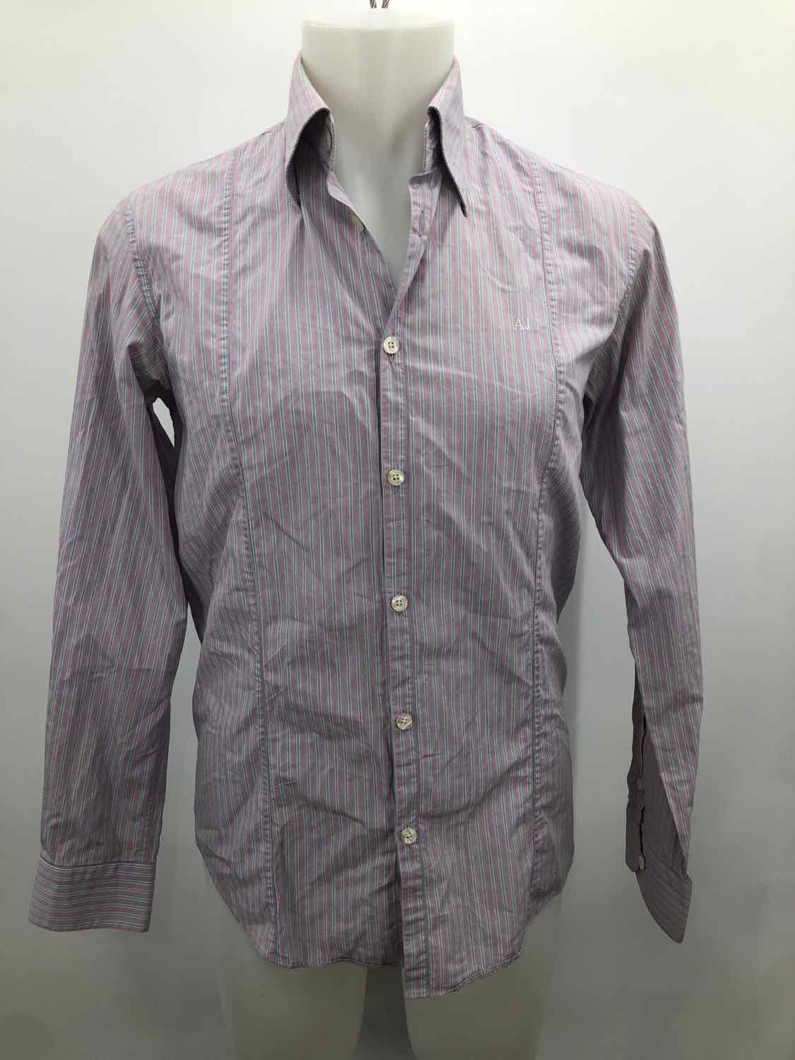 Armani Jeans Purple Small Cotton Stripe Men's Button Down