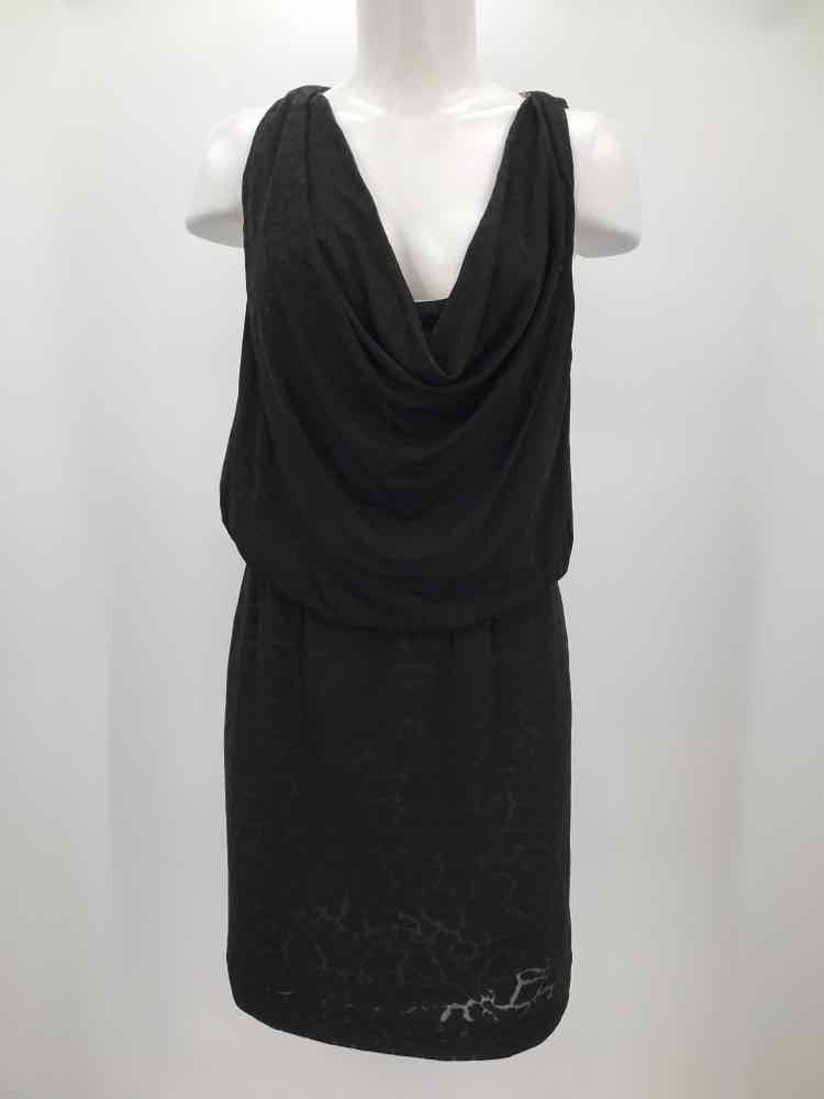 Artelier Nicole Miller Black Size Small Cowl Neck Knee Length Sleeveless Dress