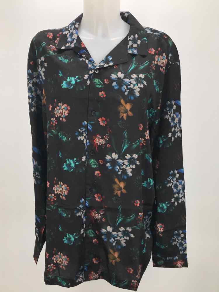 Asos Black Size 2XL Floral Button Down