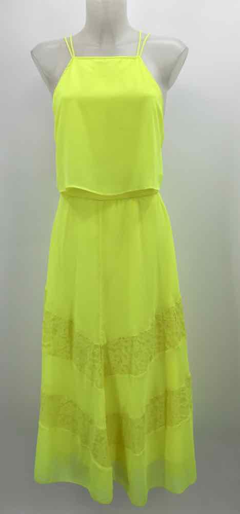 Asos Yellow Size 4 Lace Cowl Neck Long Sleeveless Dress