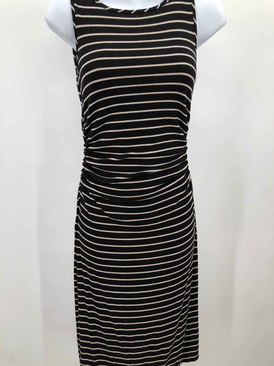 Athleta Black Size XS Stripe Rouche Midi Sleeveless Dress