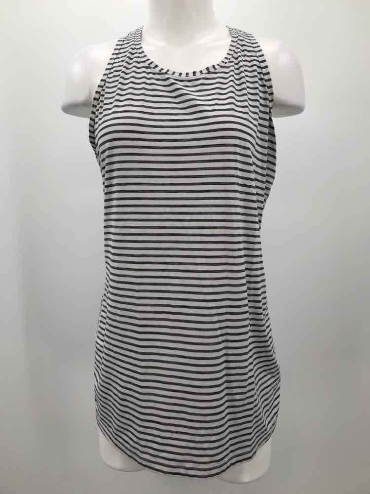 Athleta White Size Medium Stripe Long Athletic Tank