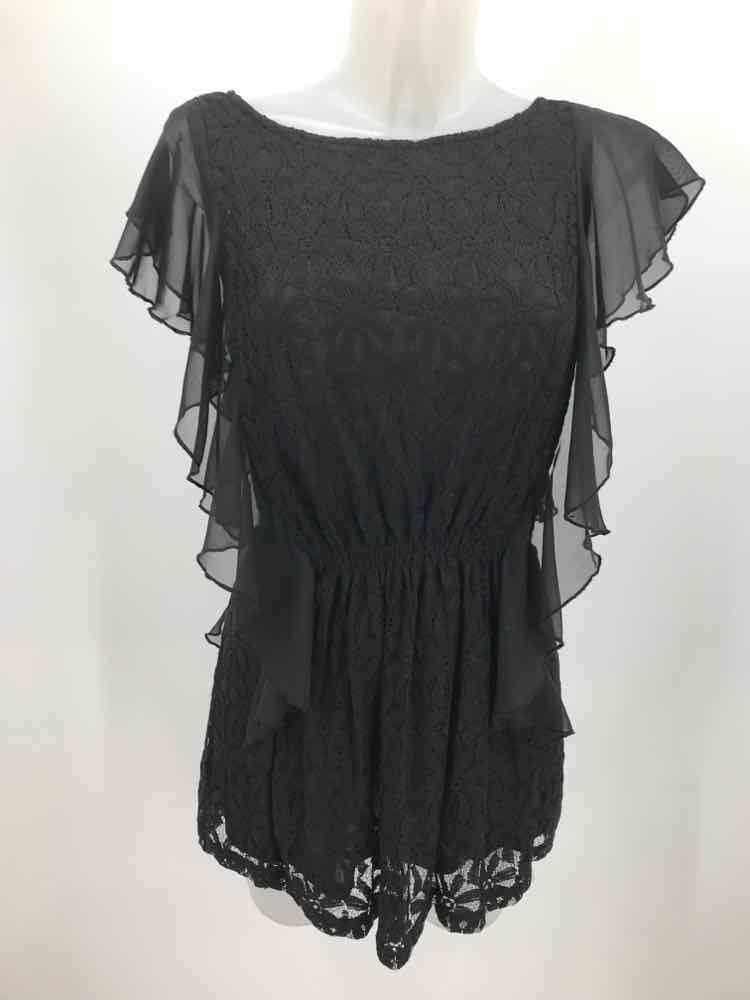 ATM Black Size Small Lace Ruffle Blouse