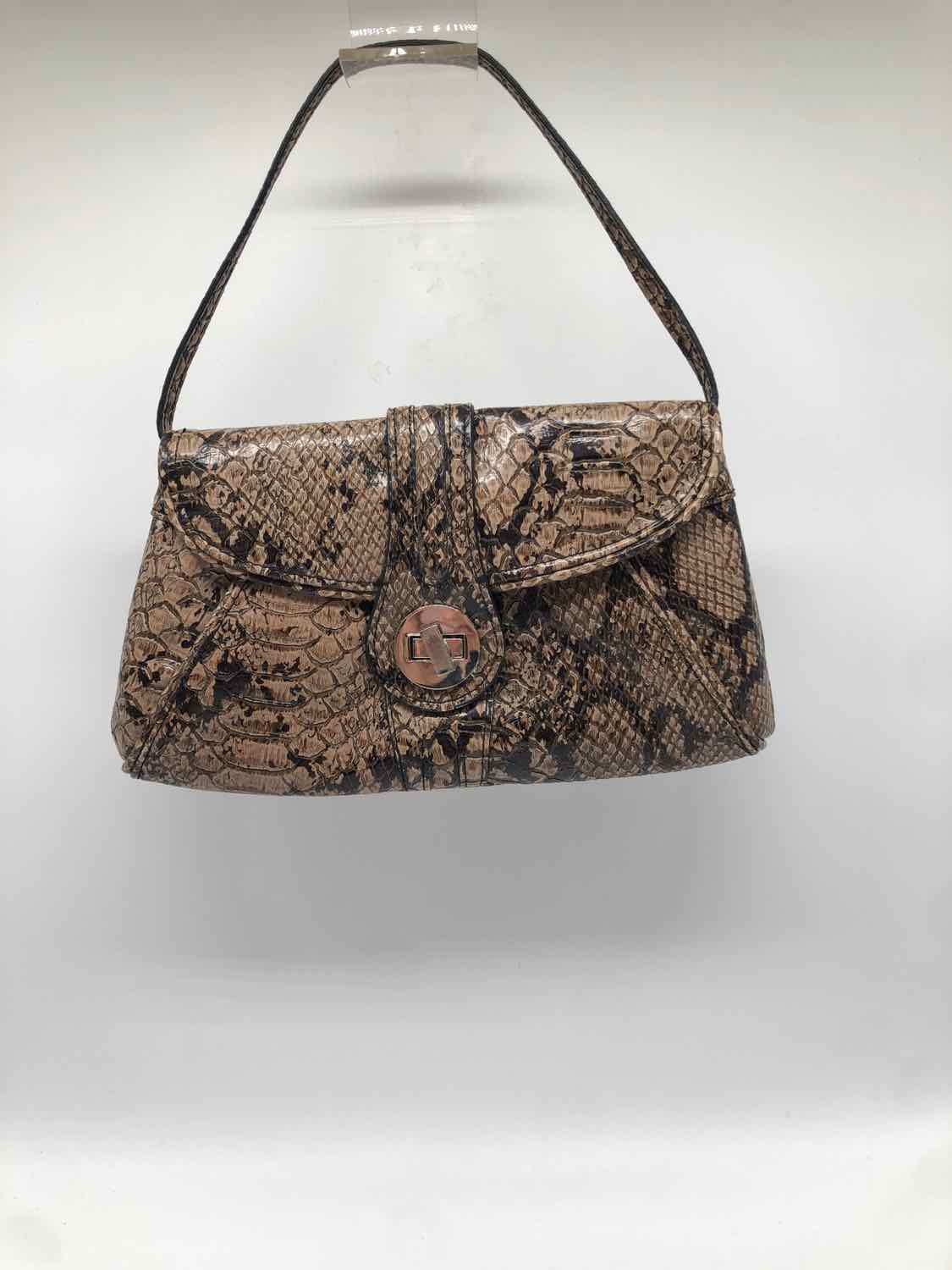 Attention Brown Alligator Grain Shoulder Bag