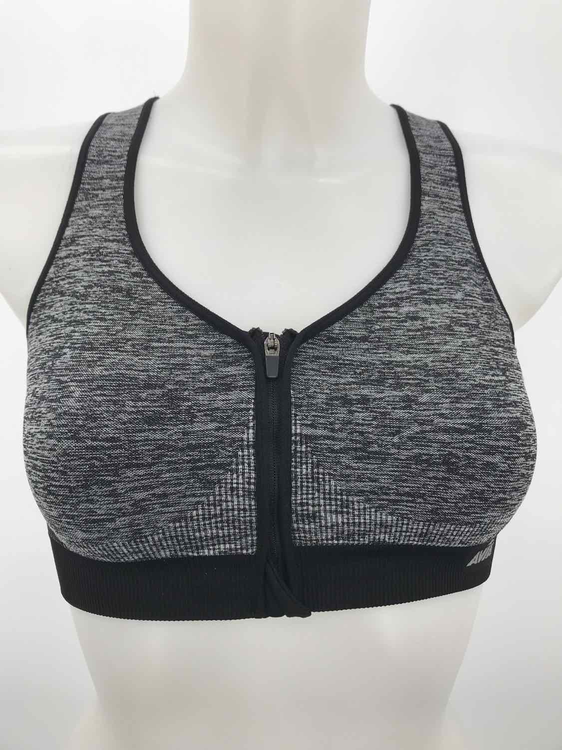 Avia Grey Size Medium Zip Front Athletic Bra