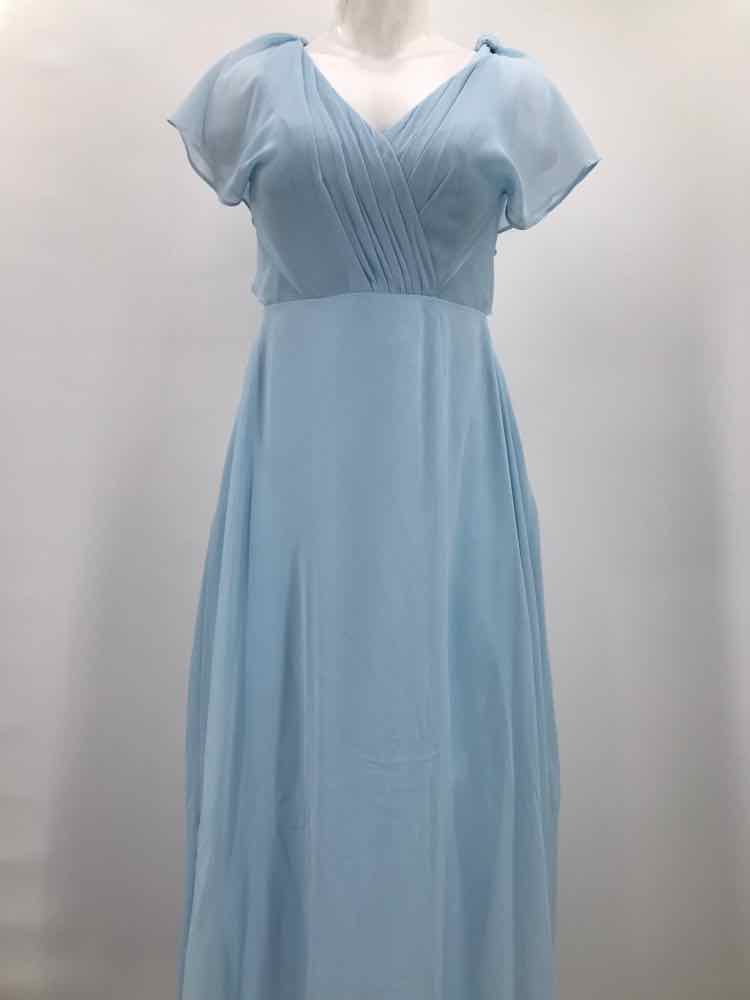 Azazie Blue Size XS Pleated Flowy Long Evening Gown