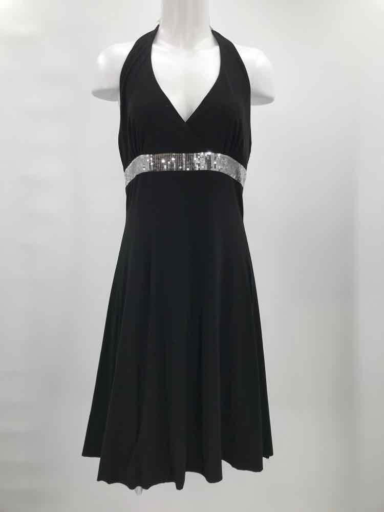 B Darlin Black Size Medium Sequin Halter Knee Length Cocktail Dress