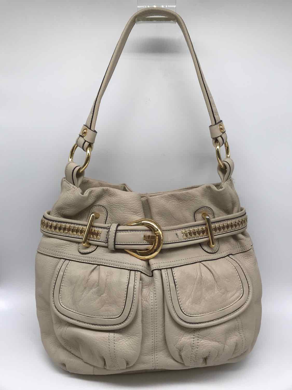 B Makowsky Tan Belted Shoulder Bag