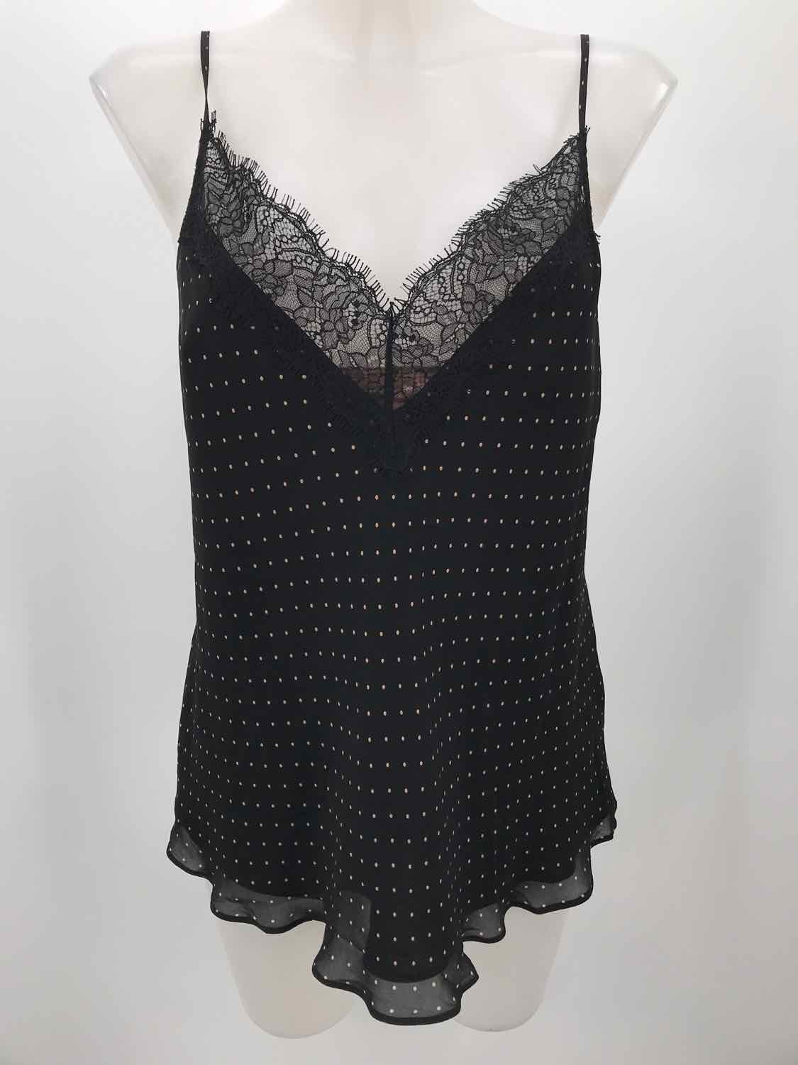 Bailey 44 Black Size Medium Polka Dot V Neck Tank Top