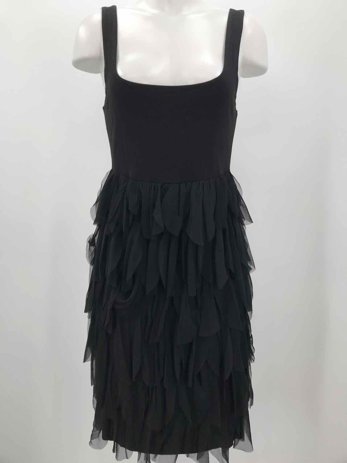 Bailey 44 Black Size Medium Ruffle Knee Length Sleeveless Dress