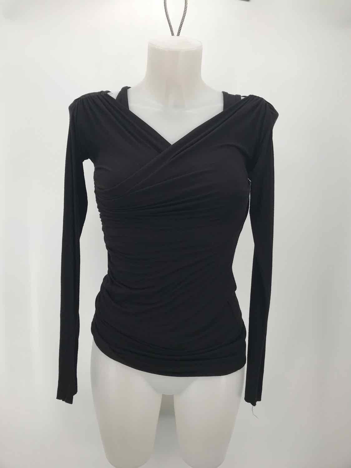 Bailey 44 Black Size Small Draped Ruched Long Sleeve Blouse