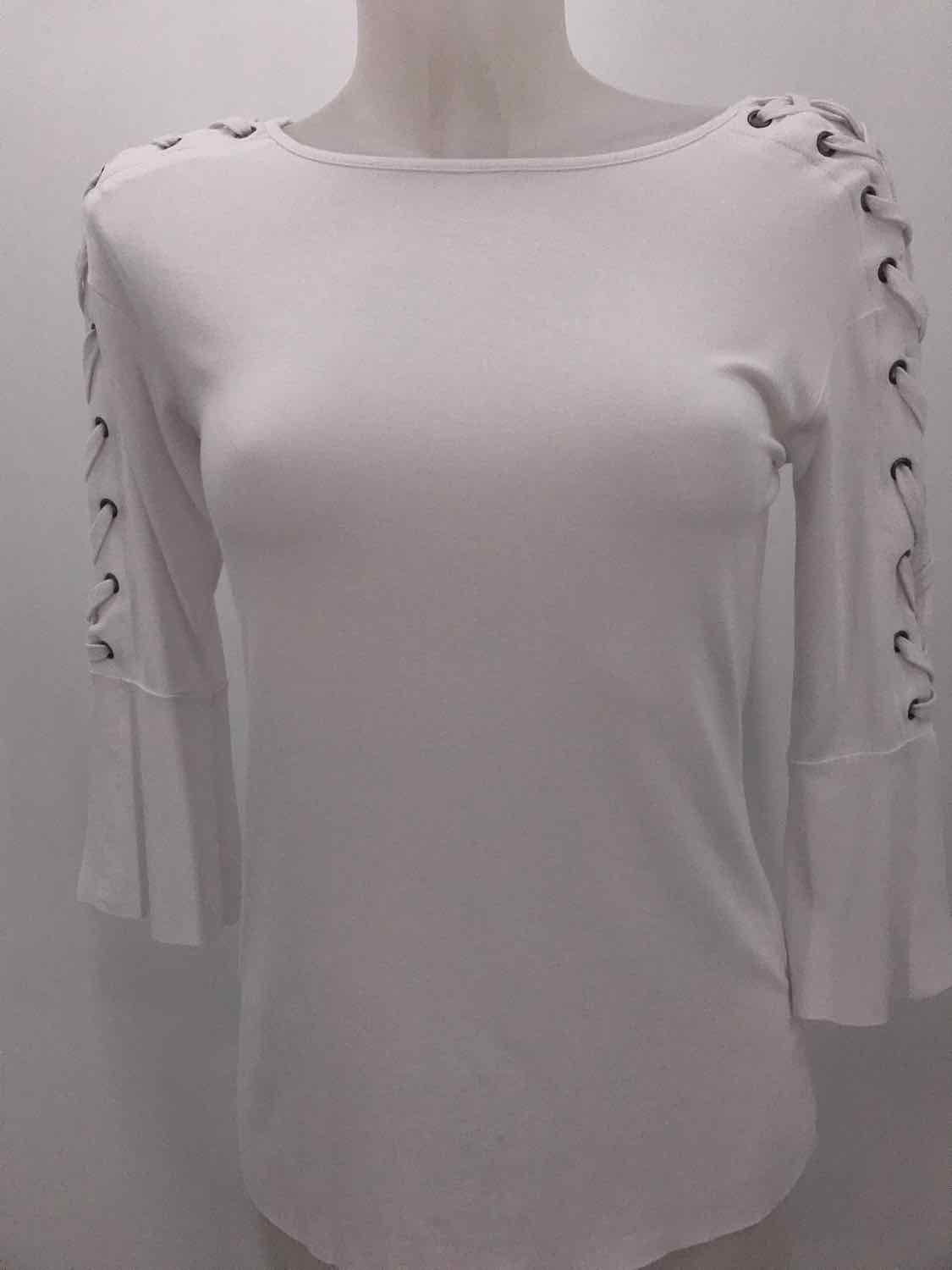 Bailey 44 White Size Medium Lace Up Long Sleeve Blouse