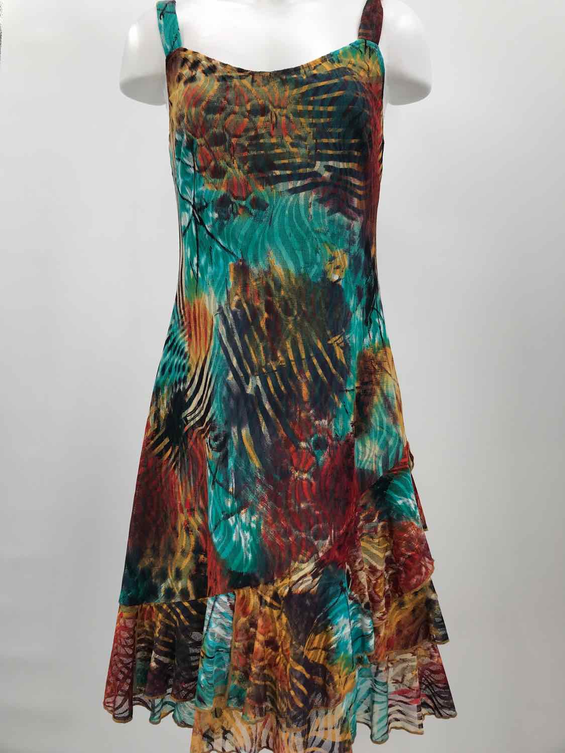 Bali Blue Size 8 Printed Shift Knee Length Sleeveless Dress