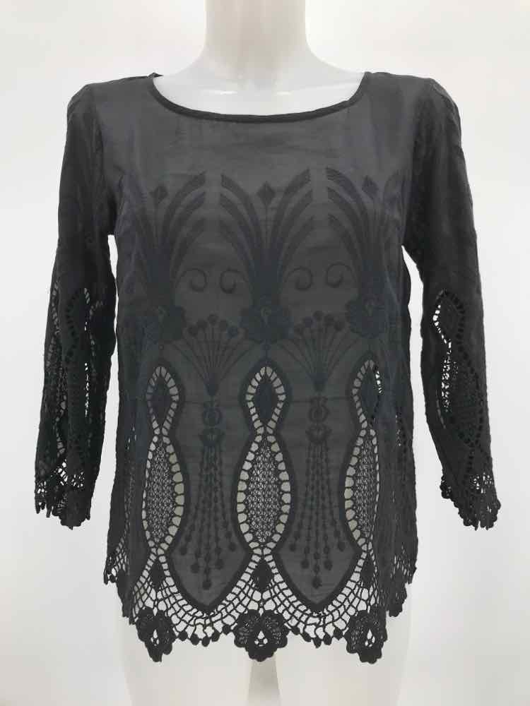 Banana Republic Black Size XSP Crochet Long Sleeve Blouse