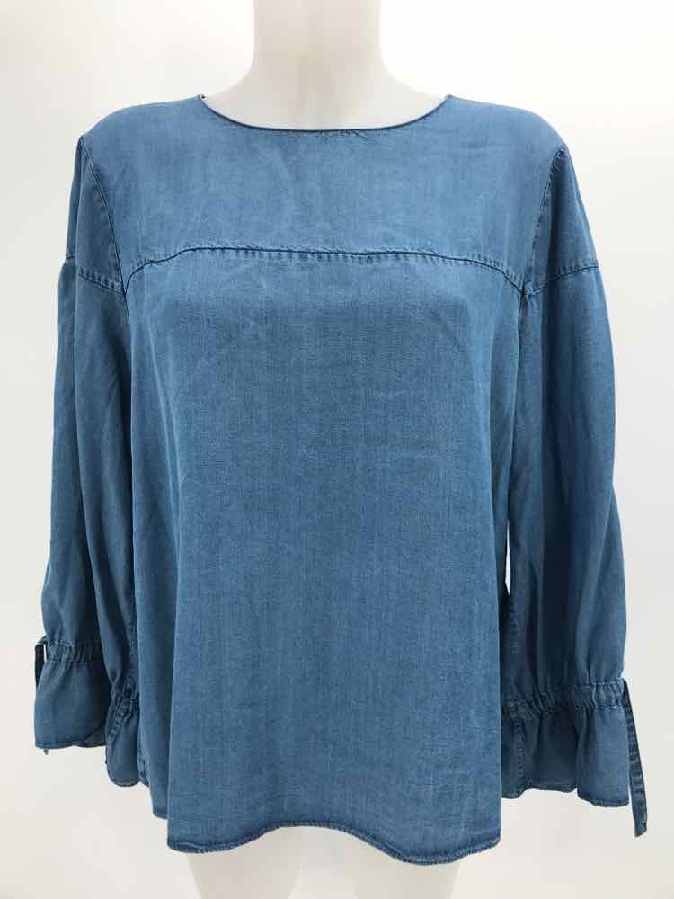 Banana Republic Blue Size Large Lyocell Long Sleeve Blouse