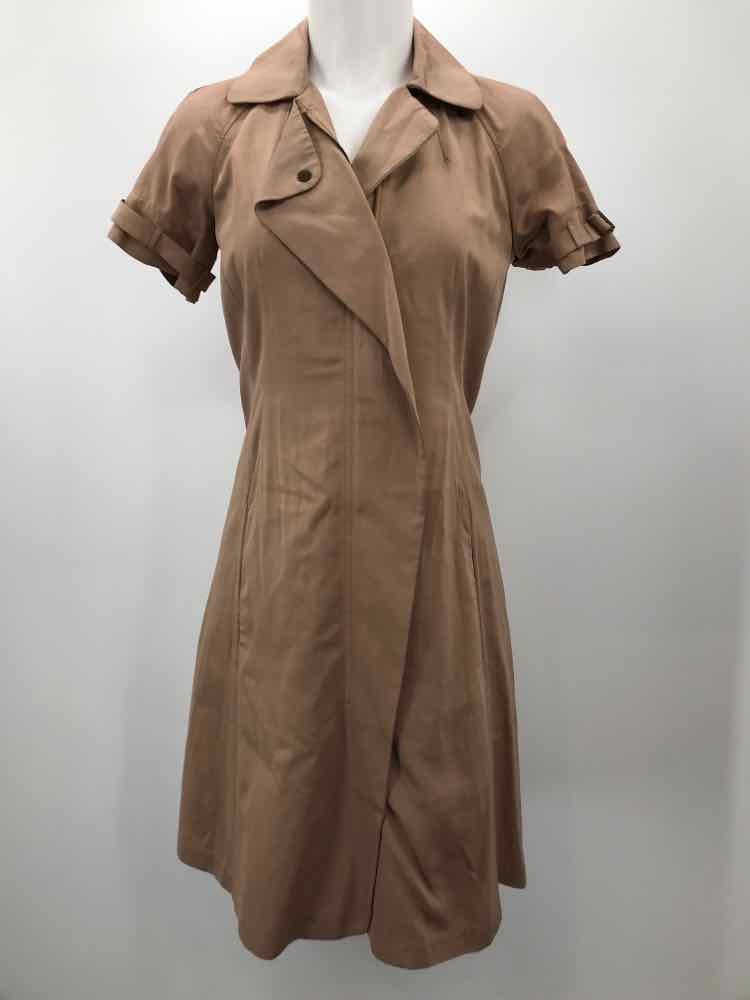 Banana Republic Brown Size 0 Collared Zip Front Knee Length Short Sleeve Dress