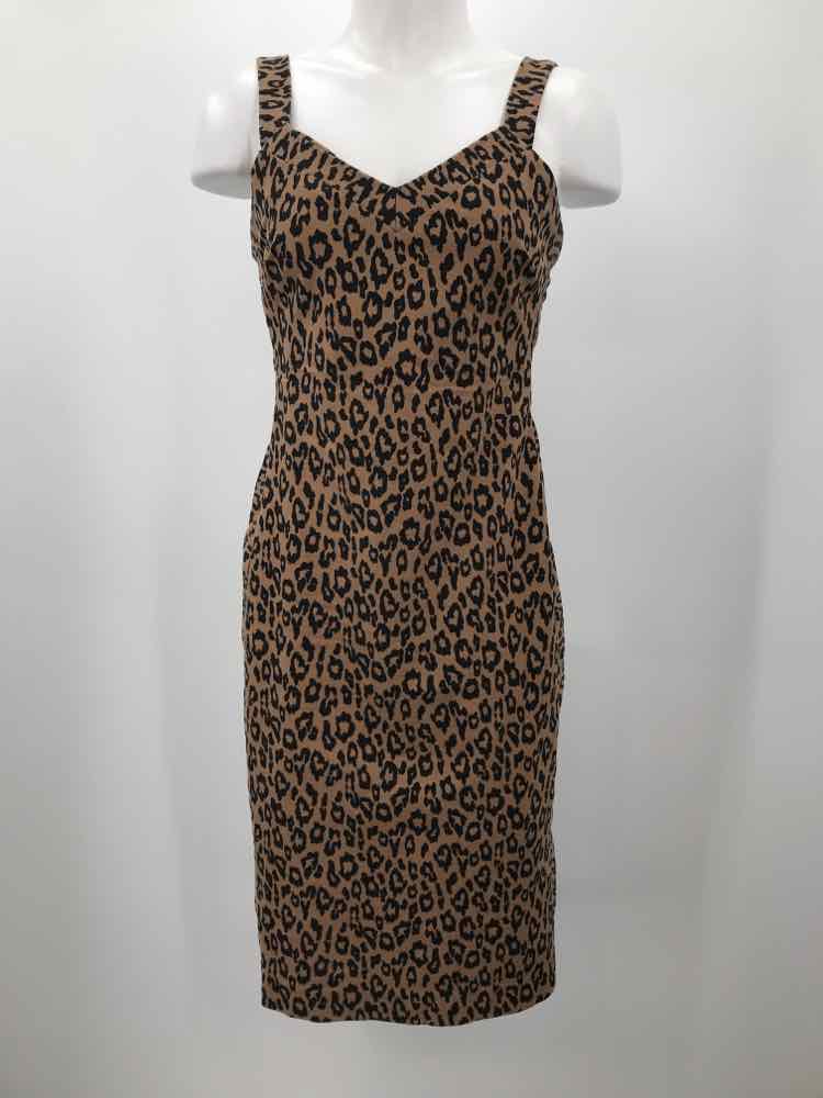 Banana Republic Brown Size 6 Animal Print Sheath Knee Length Sleeveless Dress