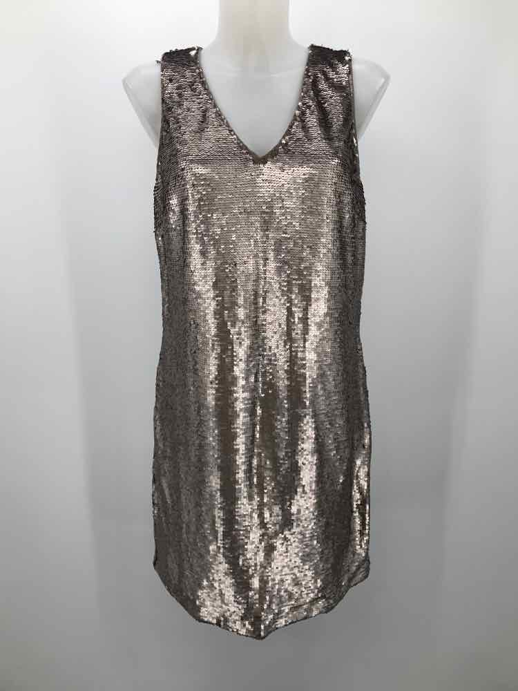 Banana Republic Grey Size 10 Sequin Knee Length Sleeveless Dress