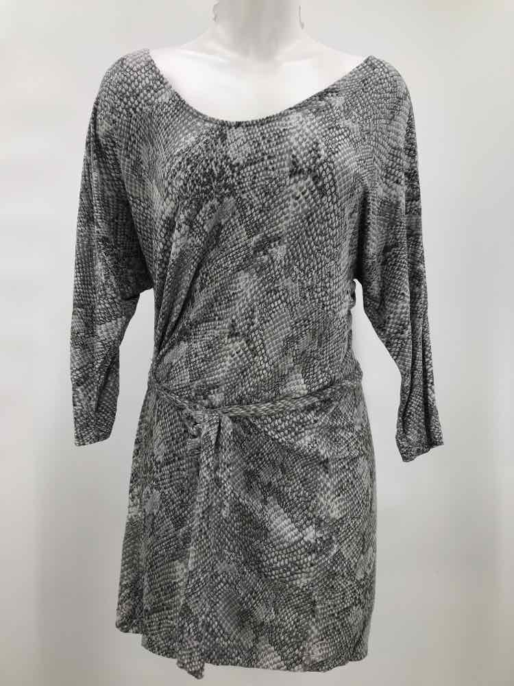 Banana Republic Grey Size XS Snake Print Belted Short Long Sleeve Dress