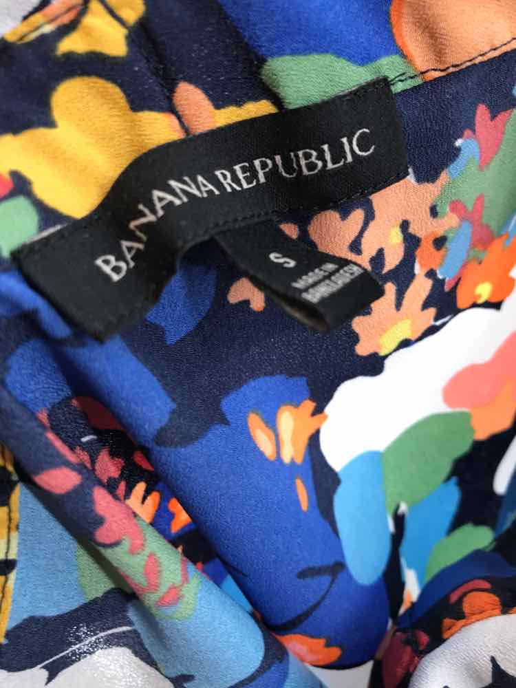 Banana Republic Navy Size Small Floral Open Shoulder Blouse