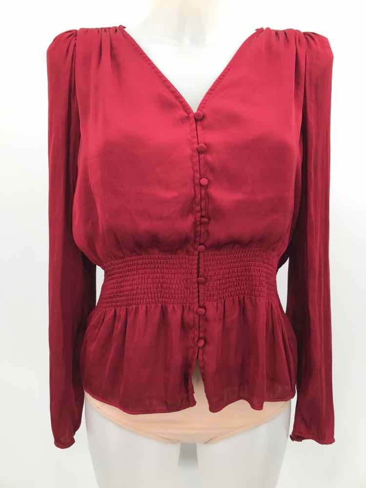 Banana Republic Red Size Small Ruched Long Sleeve Blouse