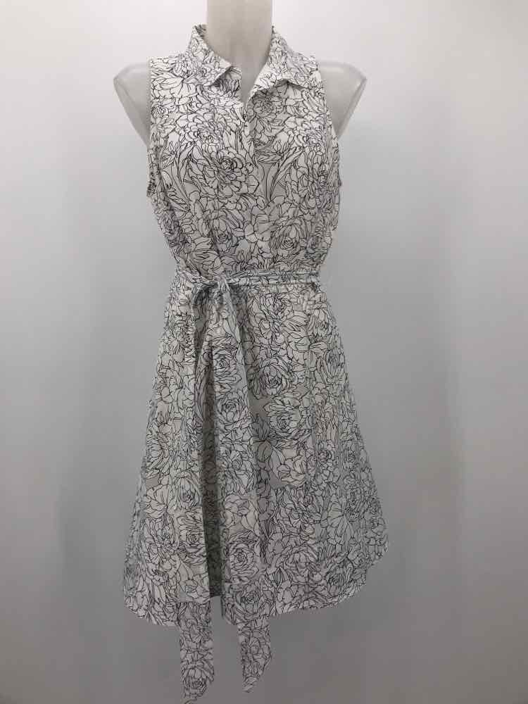 Banana Republic White Size 8 Floral Midi Button Down Dress