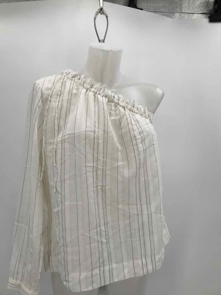 Banana Republic White Size Small Stripe One Shoulder Top