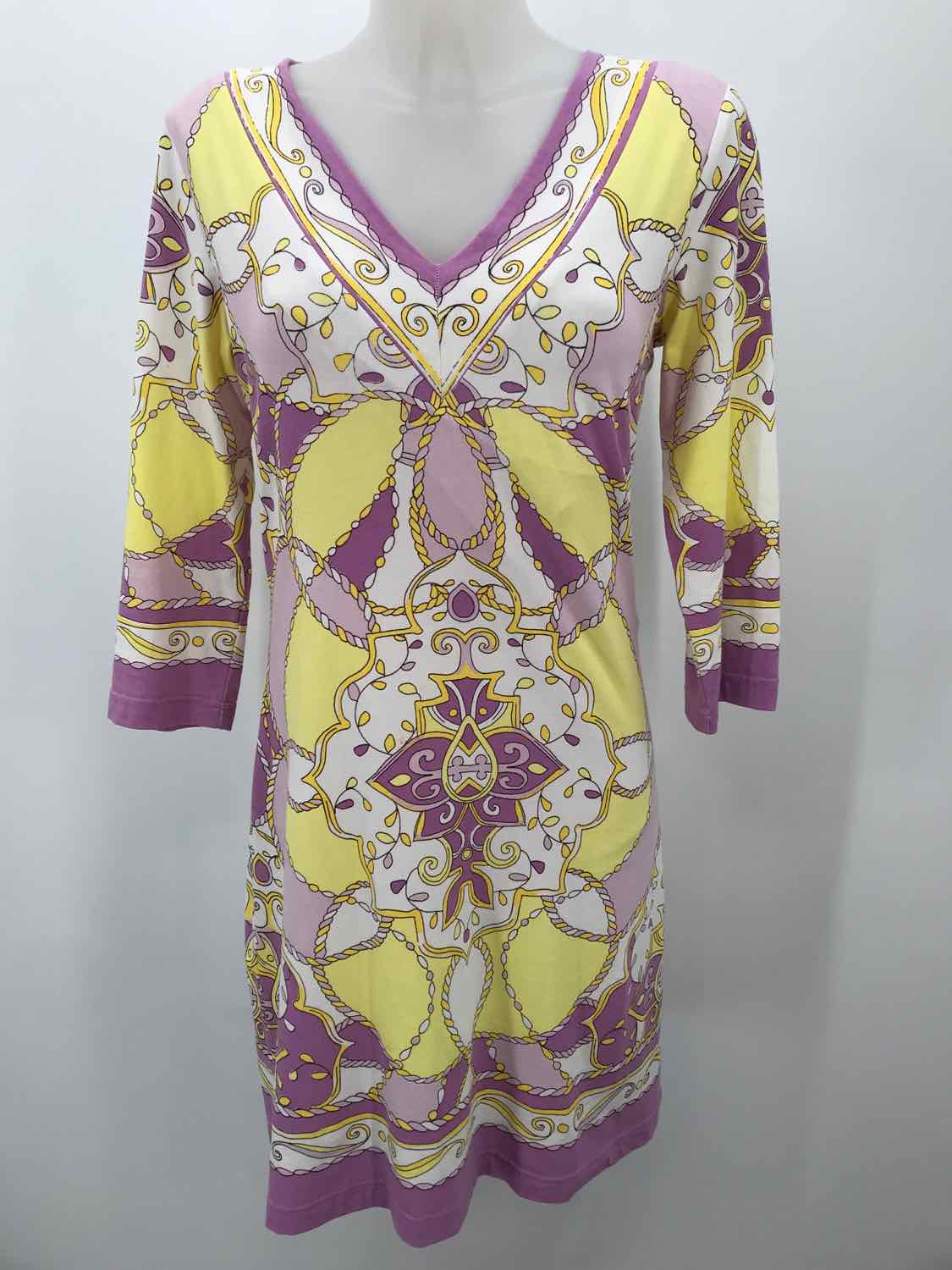 Barbara Gerwit Purple Size Medium Geo Design Knee Length Long Sleeve Dress