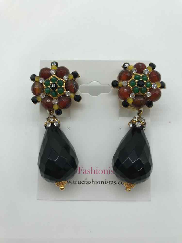 Barrera Black Embellished Clip-On Earring