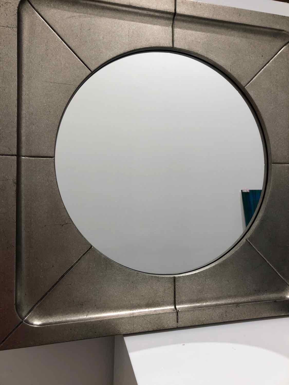 Bassett Silver Round Mirror in Square Frame