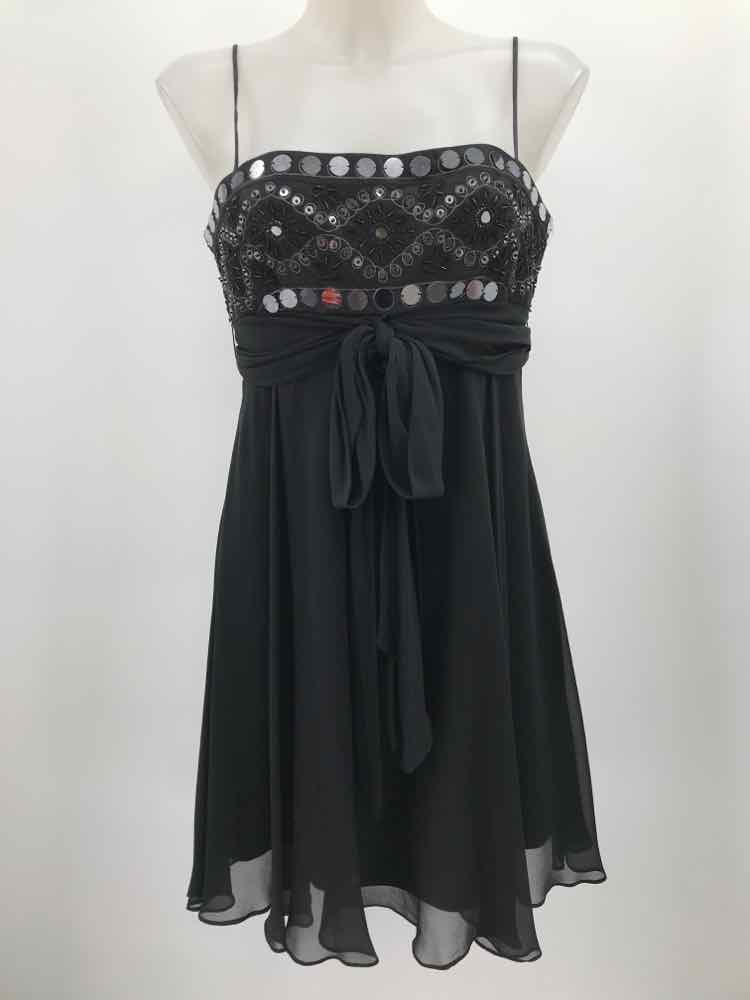 BCBG Black Size 6 Beaded Baby Doll Short Cocktail Dress