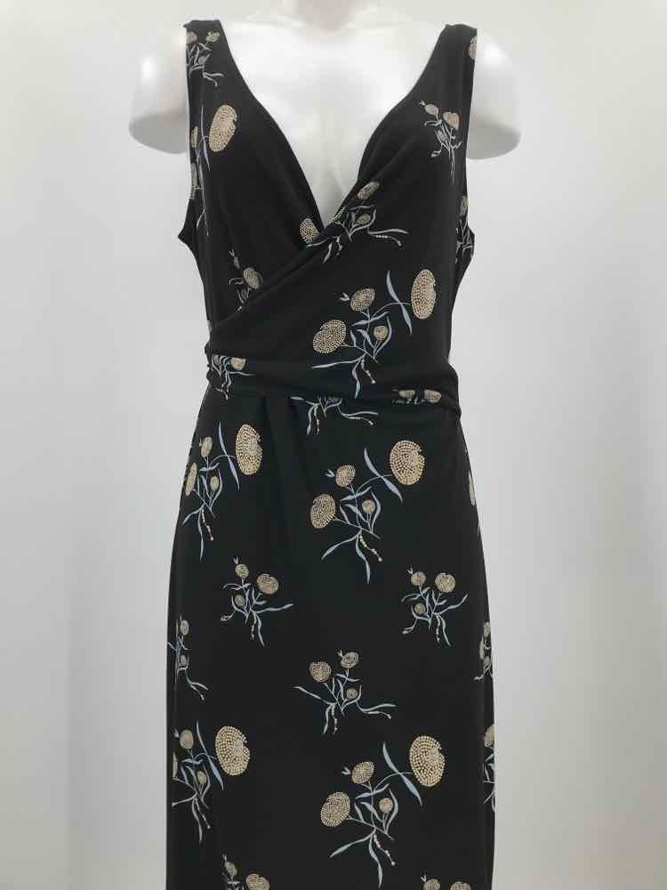 BCBG Black Size Medium Floral Knee Length Wrap Dress