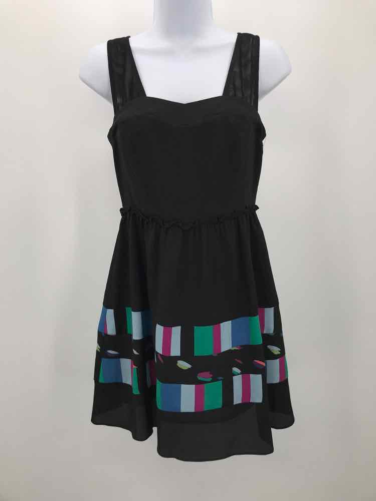 BCBG Generation Black Size 0 Printed Short Sleeveless Dress