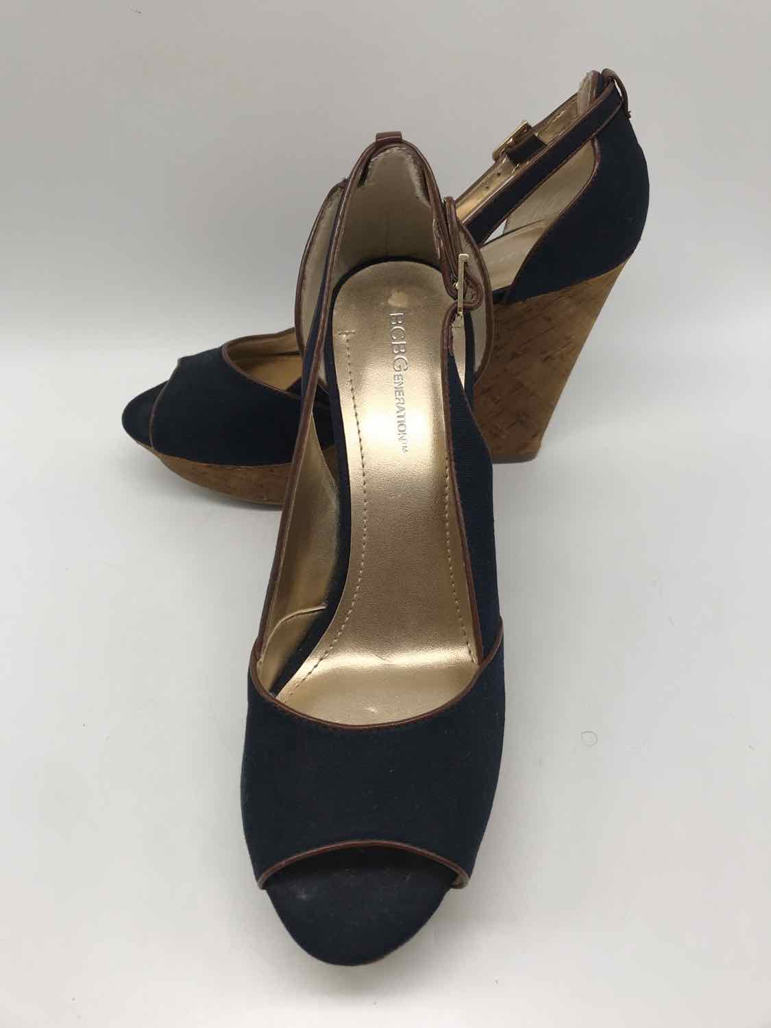 BCBG Generation Navy Size 8 Cork Wedge Sandals