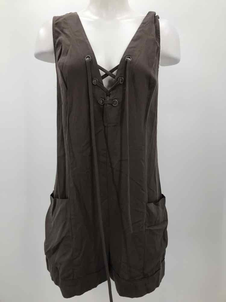 BCBG Grey Size XS Lyocell Lace Up Sleeveless Romper