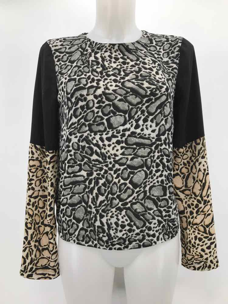 BCBG Grey Size XS Printed Long Sleeve Blouse