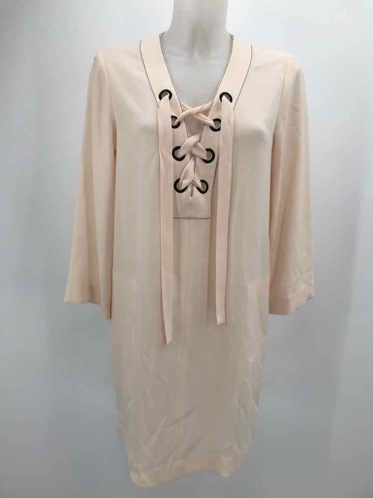 BCBG Ivory Size XXS Lace Up Short Long Sleeve Dress