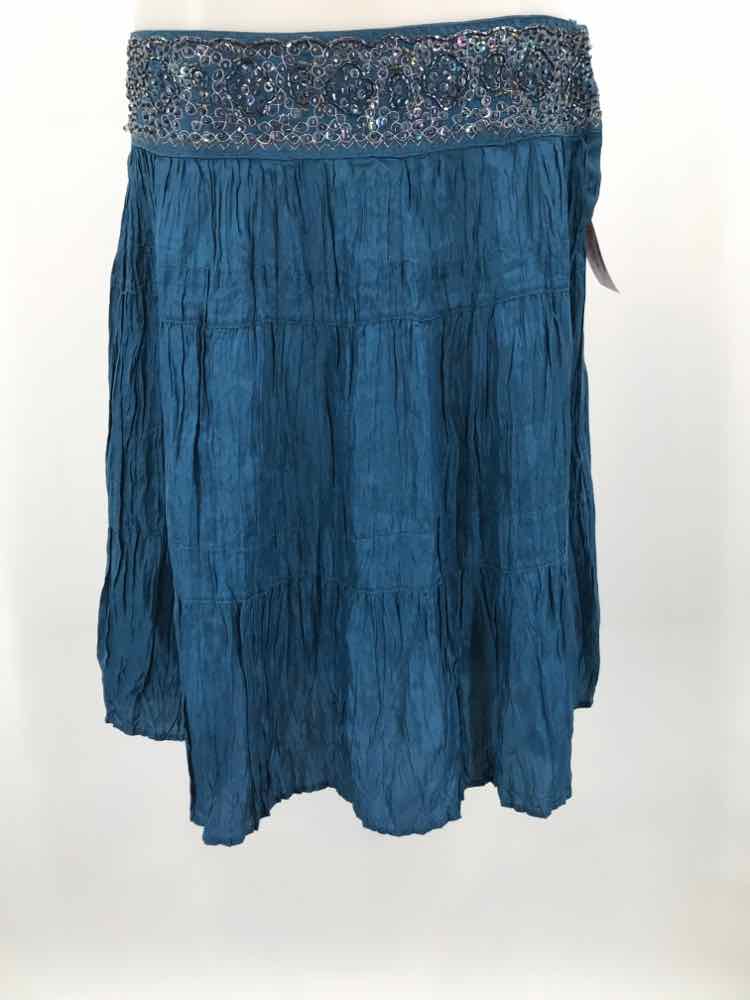 BCBG Navy Size Medium Beaded Midi Skirt