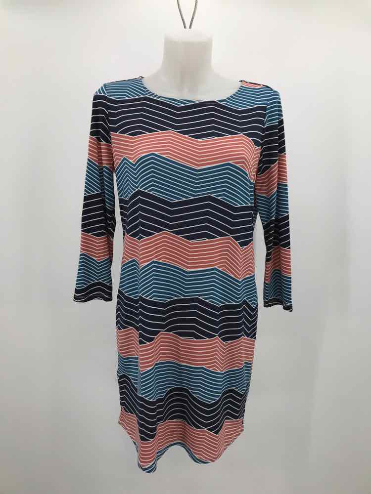 BCBG Navy Size Medium Stripe Short Long Sleeve Dress