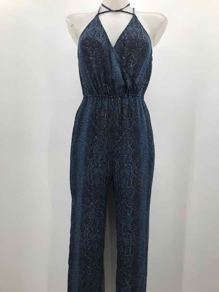 BCBG Navy Size XS Snake Print Sleeveless Jumpsuit