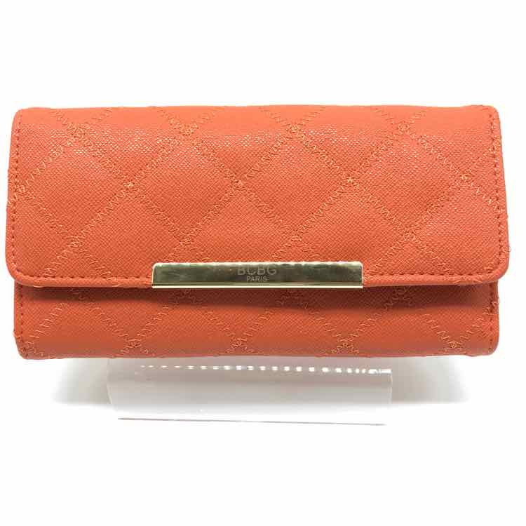 BCBG Orange Check Print Wallet Clasp Wallet