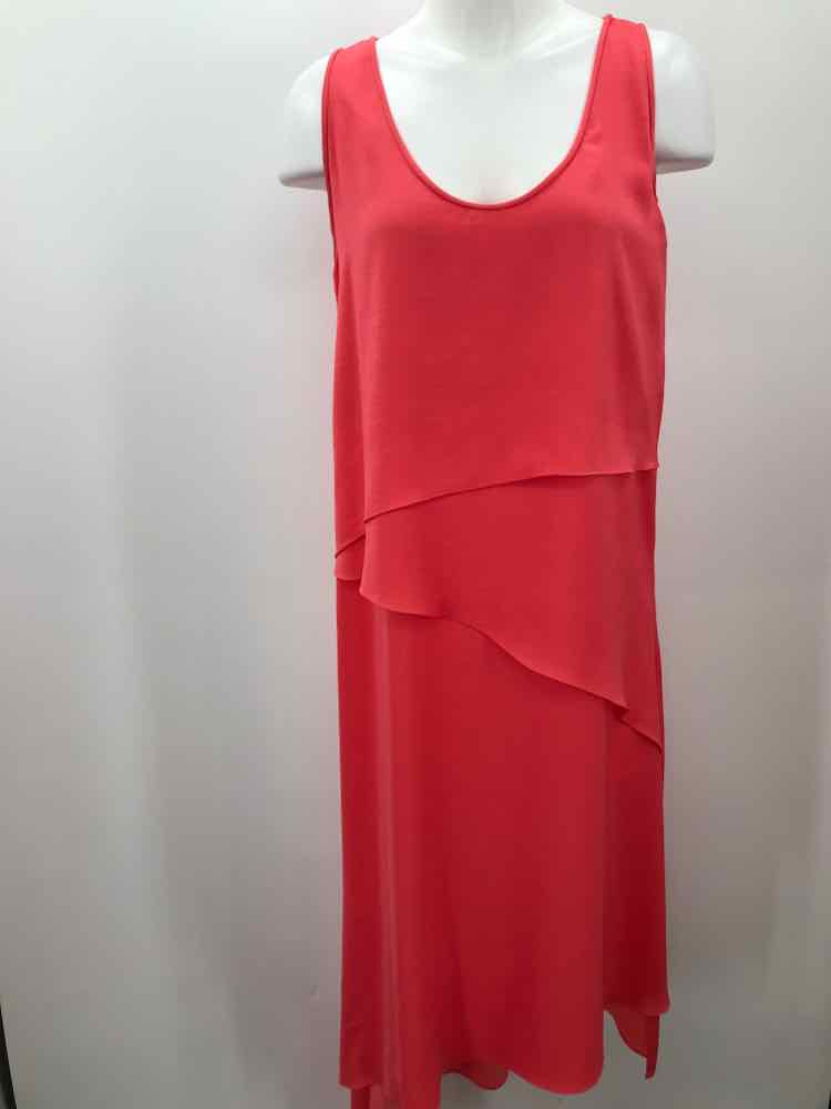 BCBG Orange Size Medium Ruffle Sleeveless Hi-Low Maxi Dress